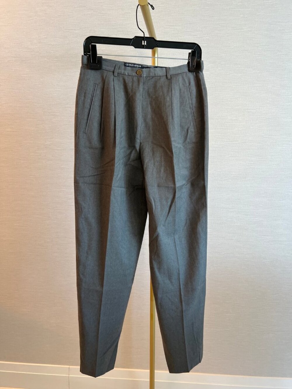 Giorgio Armani Classico Gray Wool Trousers Pleated Front Super 120s Italy 42